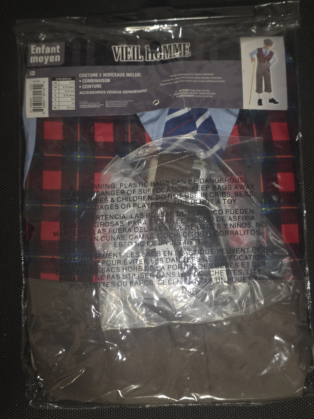 Old Geezer Kids Costume - Brown Vest & Tan Pants (Child Medium)